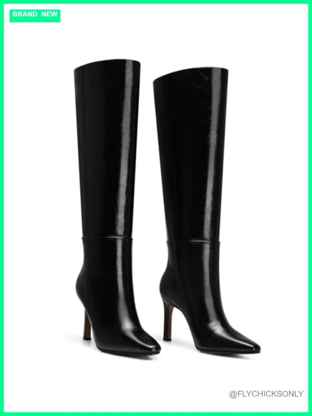 Womens Knee High Boots Stiletto Heel Wide Calf Tall Faux Leather